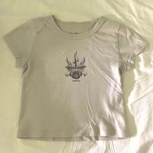 brandy melville beige rotten youth baby tee crop top